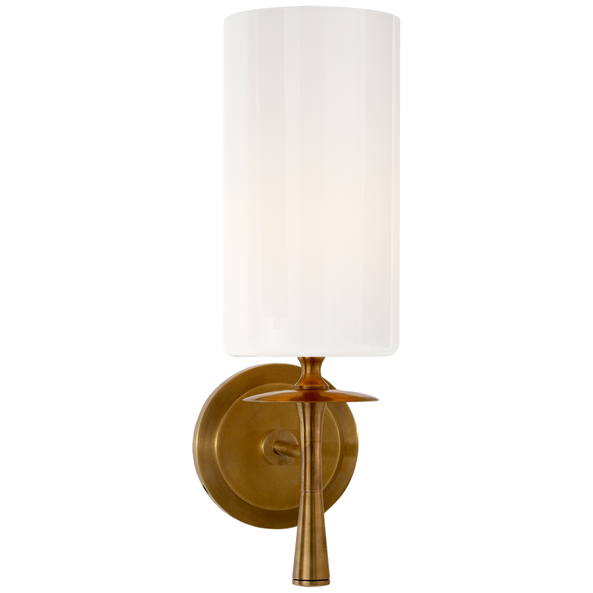 Drunky Single Sconce-Visual Comfort-VISUAL-ARN 2018HAB-WG-Wall LightingHand-Rubbed Antique Brass-White Glass-8-France and Son