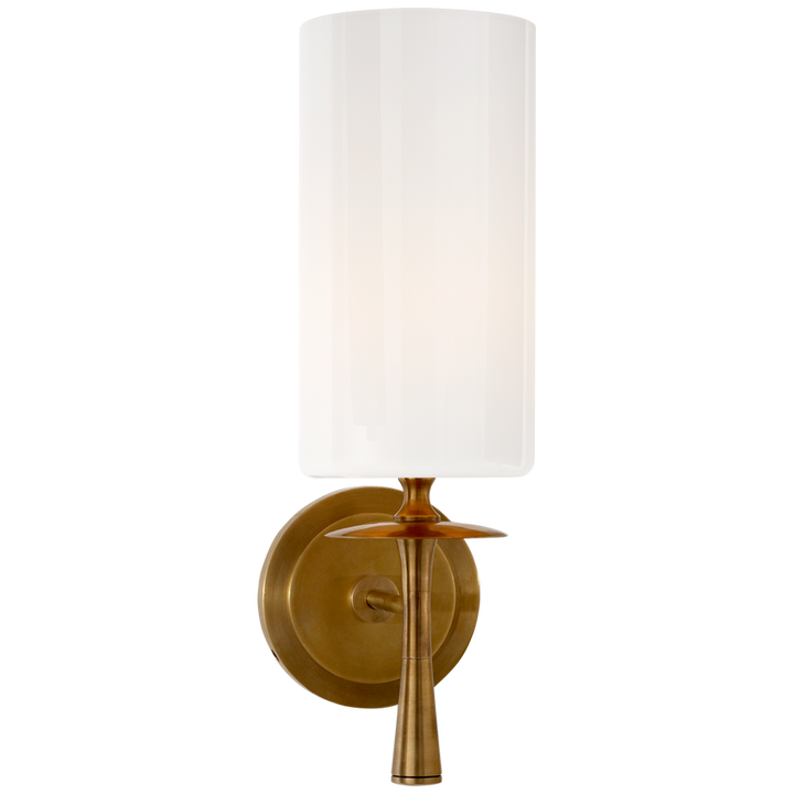 Drunky Single Sconce-Visual Comfort-VISUAL-ARN 2018HAB-WG-Wall LightingHand-Rubbed Antique Brass-White Glass-8-France and Son