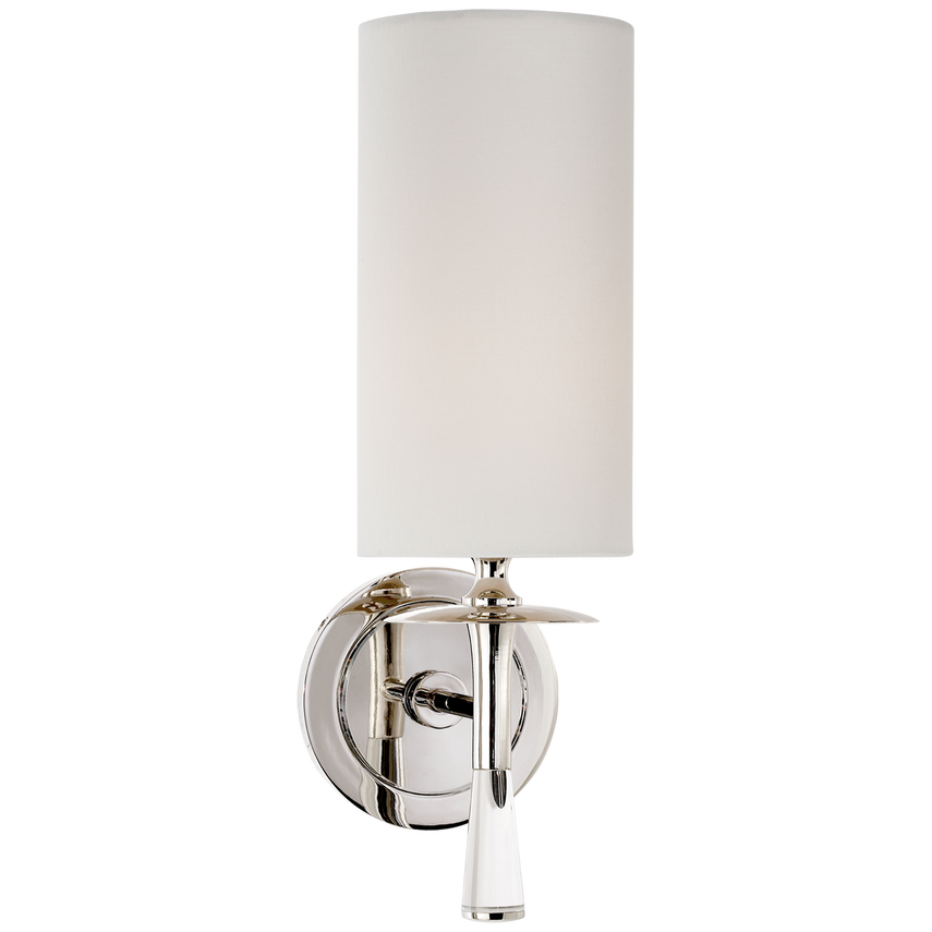 Drunky Single Sconce-Visual Comfort-VISUAL-ARN 2018PN/CG-L-Wall LightingPolished Nickel with Crystal-Linen-9-France and Son