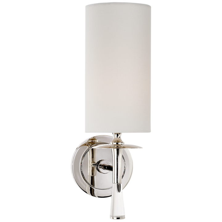 Drunky Single Sconce-Visual Comfort-VISUAL-ARN 2018PN/CG-L-Wall LightingPolished Nickel with Crystal-Linen-9-France and Son