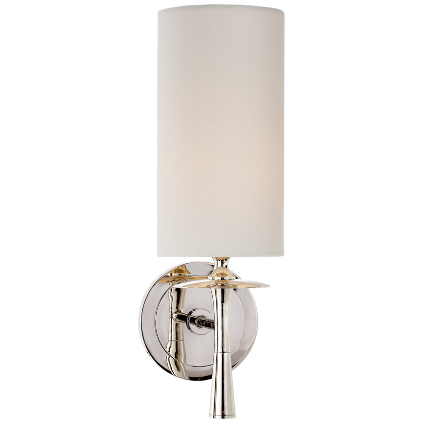 Drunky Single Sconce-Visual Comfort-VISUAL-ARN 2018PN-L-Wall LightingPolished Nickel-Linen-11-France and Son