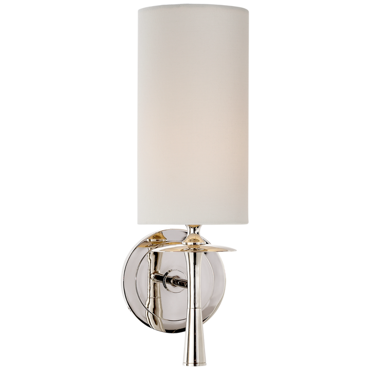 Drunky Single Sconce-Visual Comfort-VISUAL-ARN 2018PN-L-Wall LightingPolished Nickel-Linen-11-France and Son