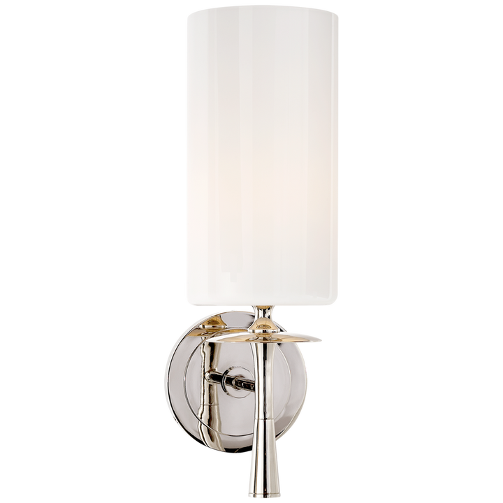 Drunky Single Sconce-Visual Comfort-VISUAL-ARN 2018PN-WG-Wall LightingPolished Nickel-White Glass-12-France and Son