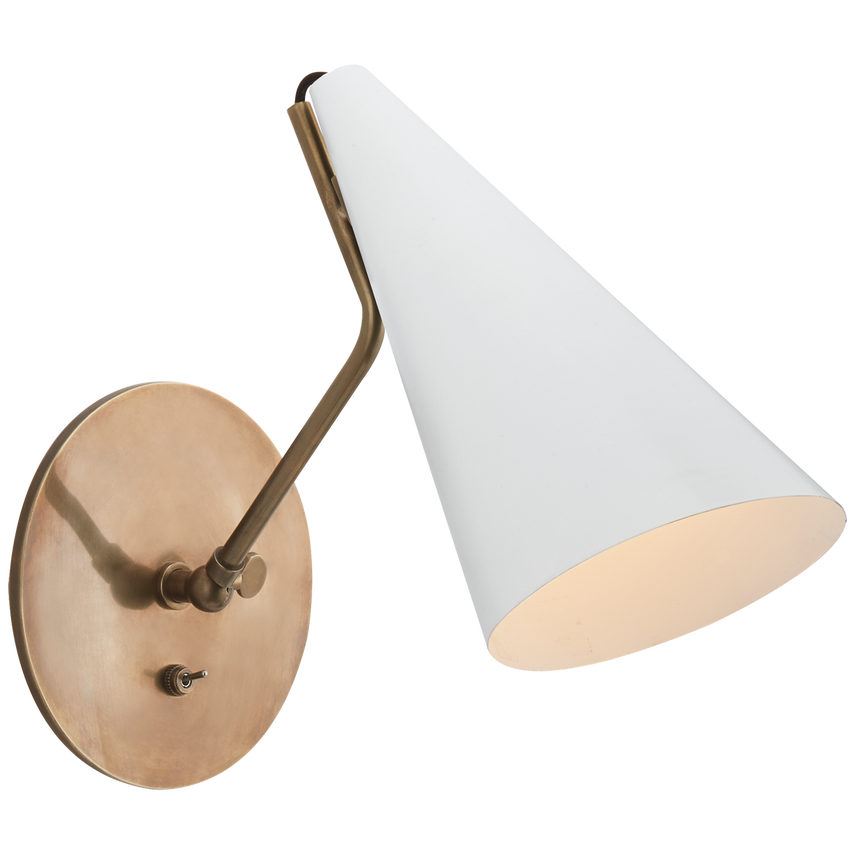 Clembuy Wall Light-Visual Comfort-VISUAL-ARN 2024HAB-WHT-Wall LightingHand-Rubbed Antique Brass/White-3-France and Son