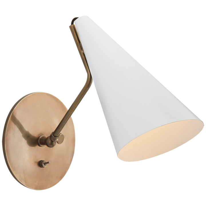 Clembuy Wall Light-Visual Comfort-VISUAL-ARN 2024HAB-WHT-Wall LightingHand-Rubbed Antique Brass/White-3-France and Son