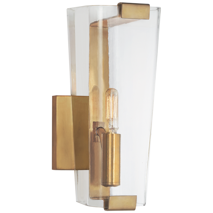 Alvin Small Single Sconce-Visual Comfort-VISUAL-ARN 2309HAB-CG-Wall LightingHand-Rubbed Antique Brass with Clear Glass-1-France and Son