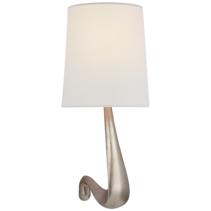 Grand Large Sconce with Linen Shade-Visual Comfort-VISUAL-ARN 2436BSL-L-Wall LightingBurnished Silver Leaf-1-France and Son