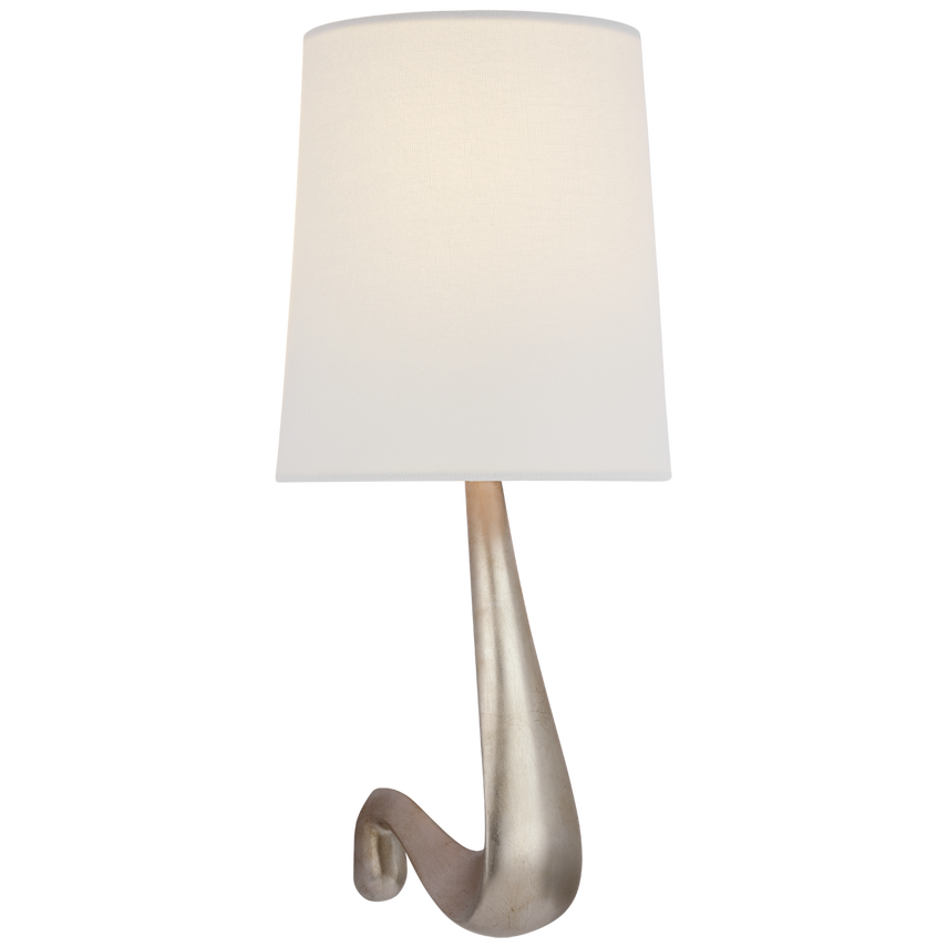 Grand Large Sconce with Linen Shade-Visual Comfort-VISUAL-ARN 2436BSL-L-Wall LightingBurnished Silver Leaf-1-France and Son