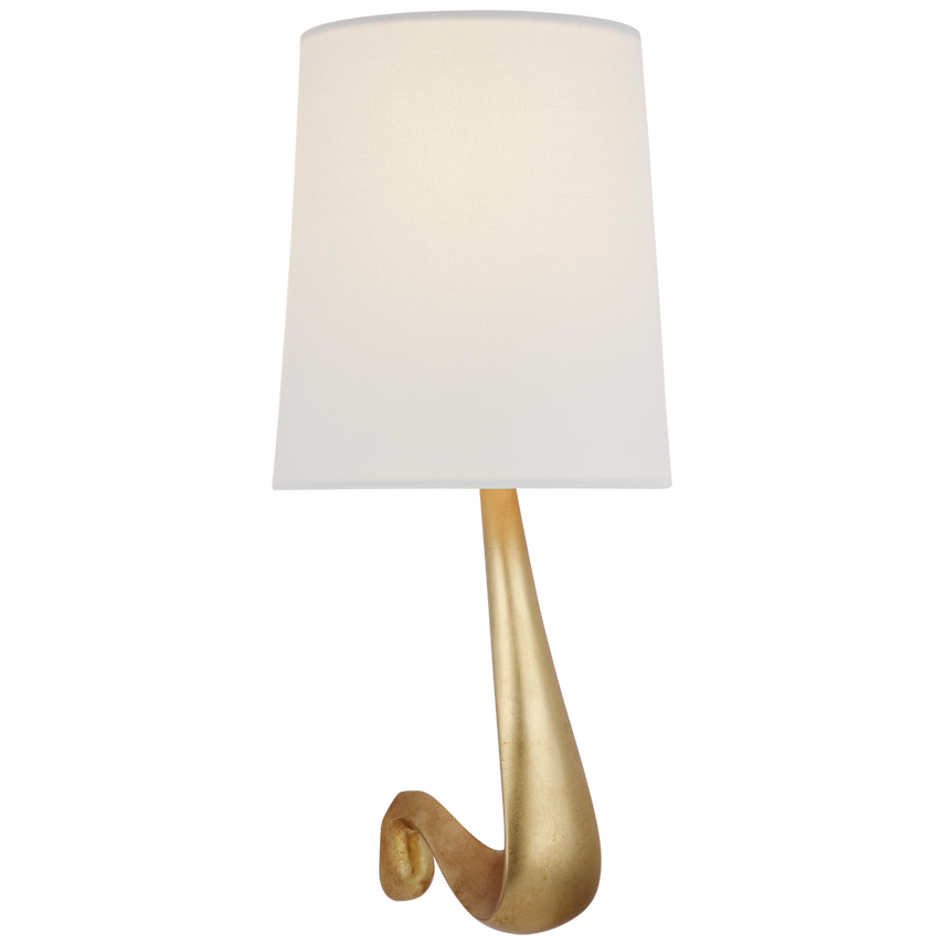 Grand Large Sconce with Linen Shade-Visual Comfort-VISUAL-ARN 2436G-L-Wall LightingGild-2-France and Son