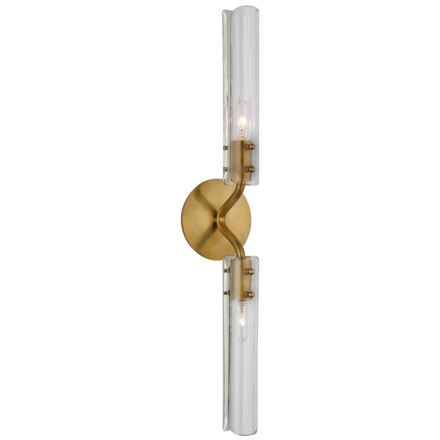 Cordelia 23" Linear Sconce-Visual Comfort-VISUAL-ARN 2485HAB-CG-Wall LightingHand-Rubbed Antique Brass / White Glass-2-France and Son
