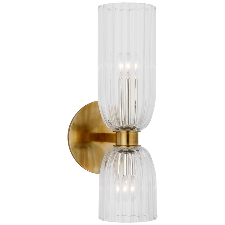 Alea 16" Double Bath Sconce with Clear Glass-Visual Comfort-VISUAL-ARN 2500HAB-CG-Wall LightingHand-Rubbed Antique Brass-1-France and Son