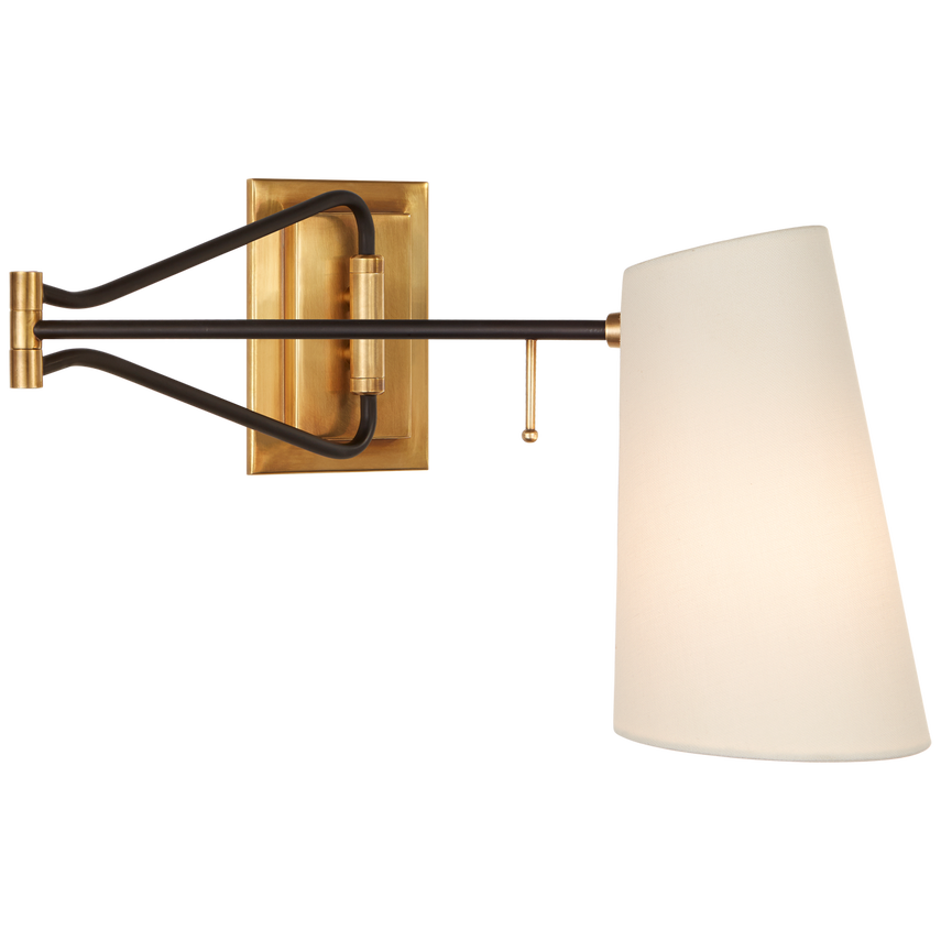Keira Swing Arm Wall Light-Visual Comfort-VISUAL-ARN 2650HAB/BLK-Wall LightingHand-Rubbed Antique Brass and Black-1-France and Son
