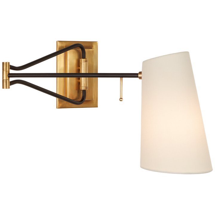 Keira Swing Arm Wall Light-Visual Comfort-VISUAL-ARN 2650HAB/BLK-Wall LightingHand-Rubbed Antique Brass and Black-1-France and Son