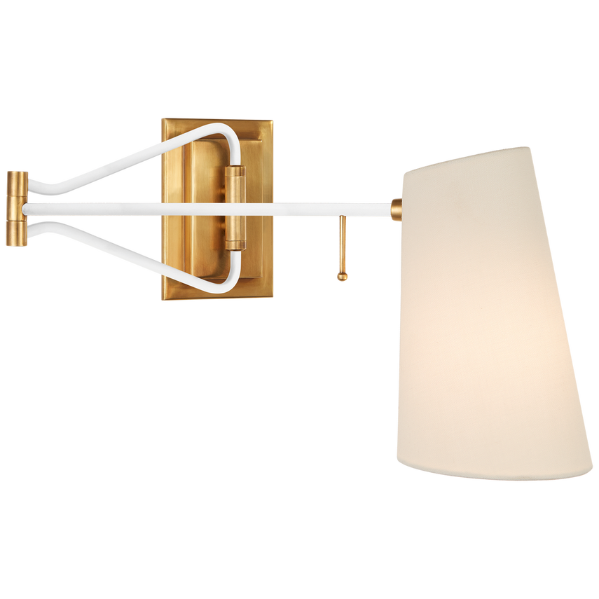 Keira Swing Arm Wall Light-Visual Comfort-VISUAL-ARN 2650HAB/WHT-L-Wall LightingHand-Rubbed Antique Brass and White-2-France and Son
