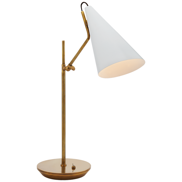 Clembuy Table Lamp-Visual Comfort-VISUAL-ARN 3010HAB-WHT-Table LampsHand-Rubbed Antique Brass/White-1-France and Son