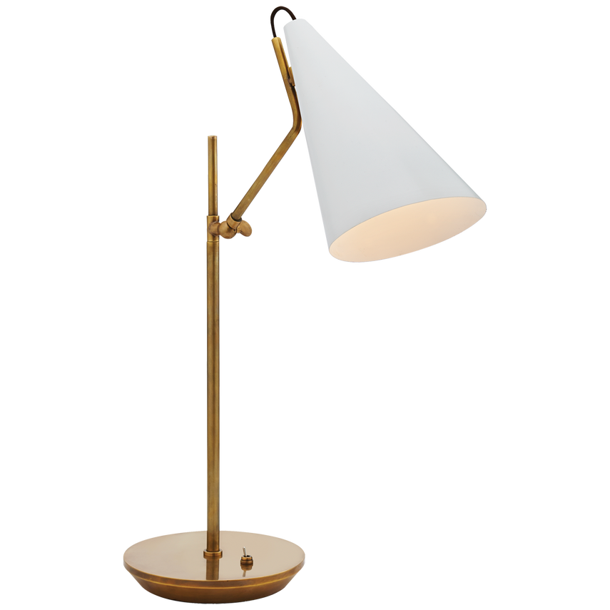 Clembuy Table Lamp-Visual Comfort-VISUAL-ARN 3010HAB-WHT-Table LampsHand-Rubbed Antique Brass/White-1-France and Son