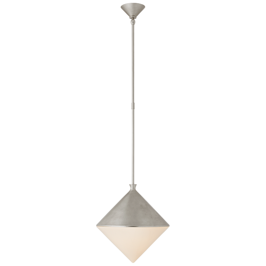 Serbian Medium Pendant With White Glass-Visual Comfort-VISUAL-ARN 5356BSL-WG-PendantsBurnished Silver Leaf-2-France and Son