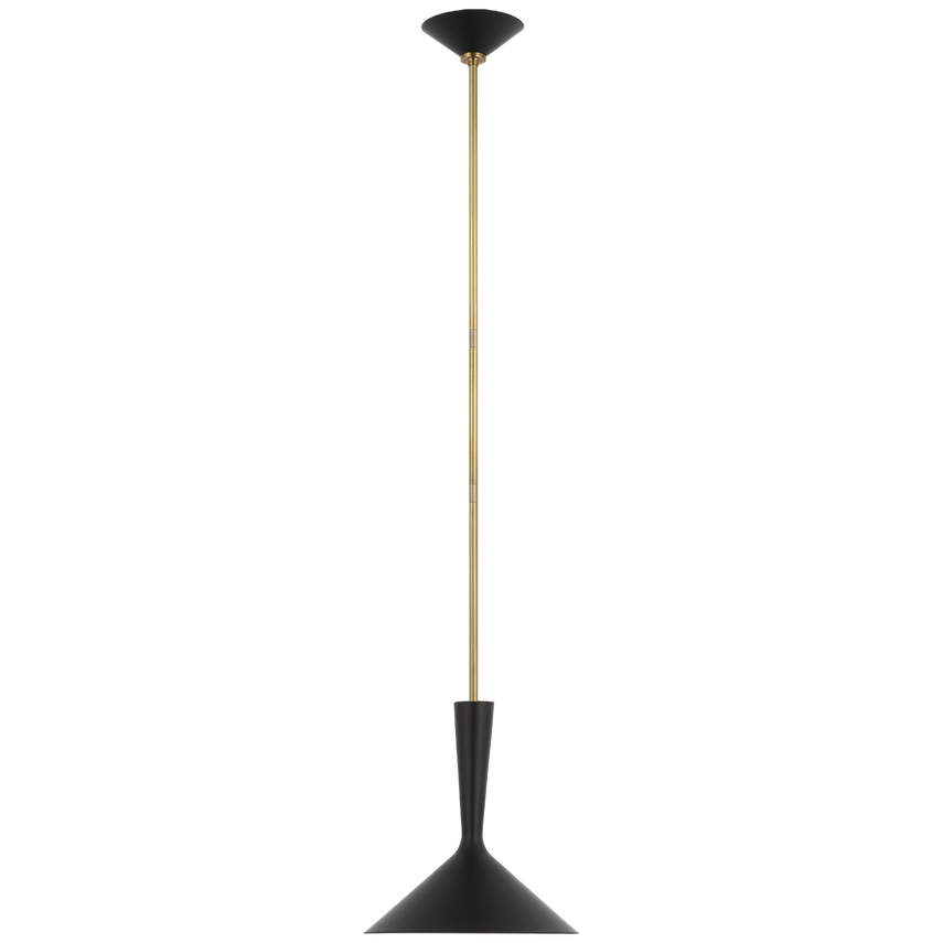 Rositta Medium Pendant-Visual Comfort-VISUAL-ARN 5540BLK/HAB-PendantsHand-Rubbed Antique Brass with Matte Black Shade-3-France and Son