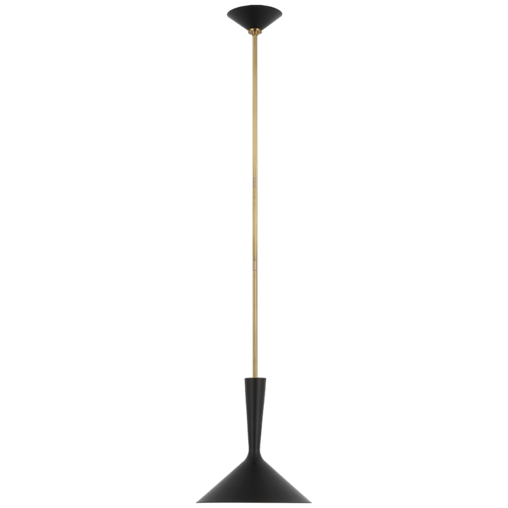 Rositta Medium Pendant-Visual Comfort-VISUAL-ARN 5540BLK/HAB-PendantsHand-Rubbed Antique Brass with Matte Black Shade-3-France and Son