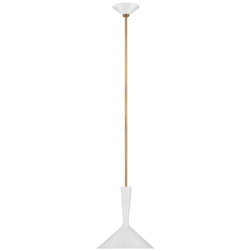 Rositta Medium Pendant-Visual Comfort-VISUAL-ARN 5540WHT/HAB-PendantsHand-Rubbed Antique Brass with Matte White Shade-4-France and Son