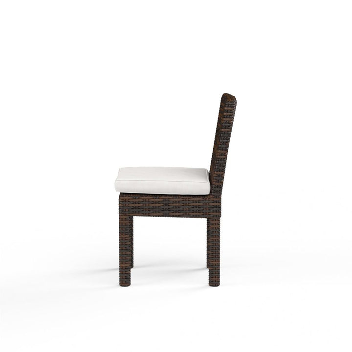 Outdoor Dining Chairs Montecito Armless Dining Chair in Canvas Flax w/ Self Welt