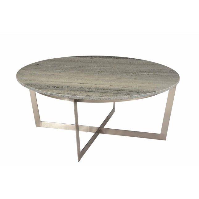 Yara Coffee Table-Dovetail-DOVE-AX018-Coffee TablesNickel Finish and Grey Marble-1-France and Son