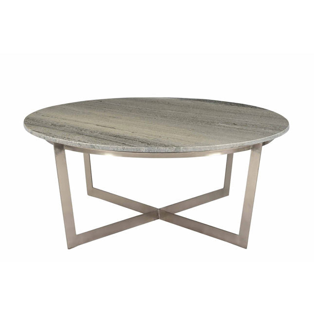 Yara Coffee Table-Dovetail-DOVE-AX018-Coffee TablesNickel Finish and Grey Marble-2-France and Son