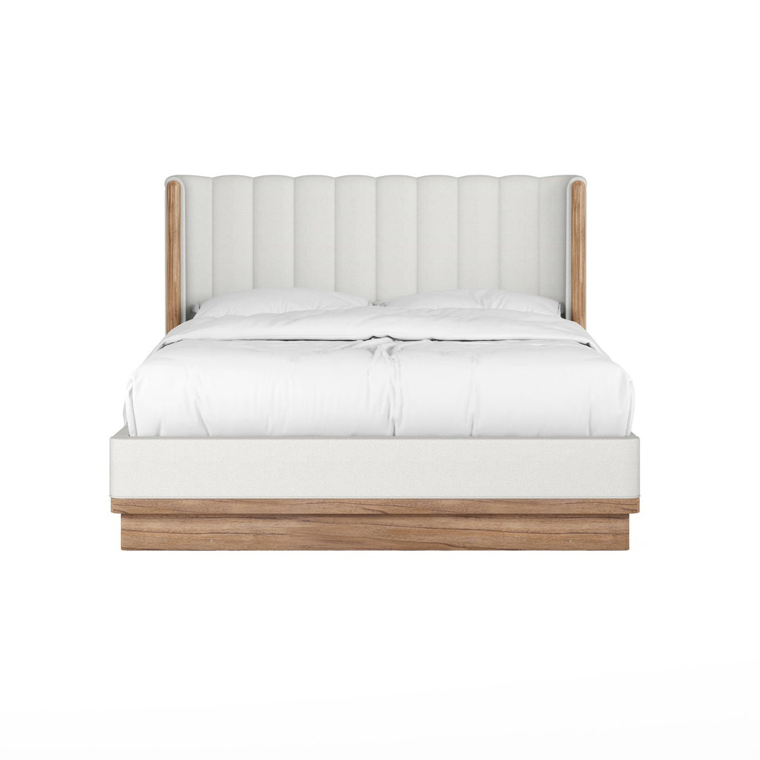 Portico California King Upholstered Shelter Bed - White, Brown