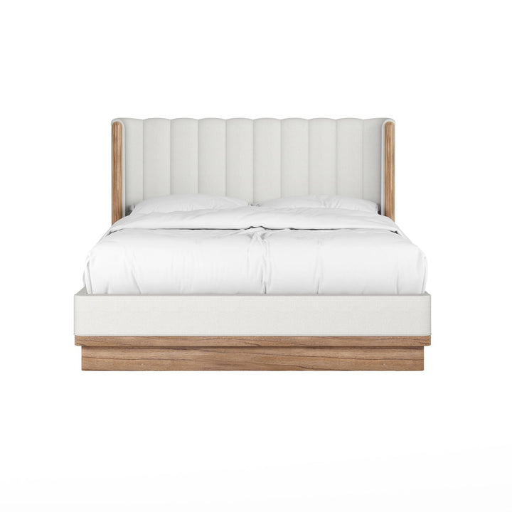 Portico California King Upholstered Shelter Bed - White, Brown