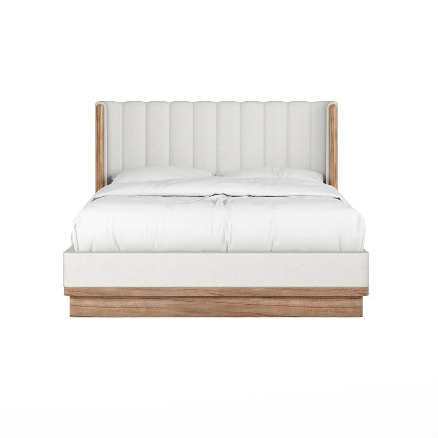 Beds Portico Queen Upholstered Shelter Bed - White, Brown