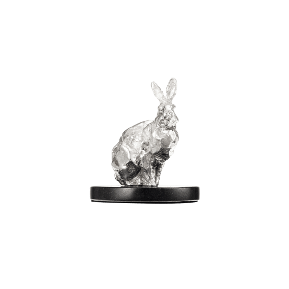 Sitting Rabbit in Sterling Silver - Haute Orfèvrerie, Lapin Decorative Object