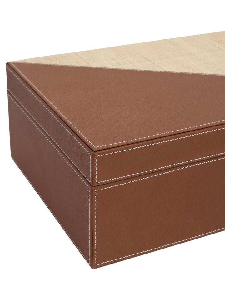 Boxes Leather & Raffia Box Set of 2