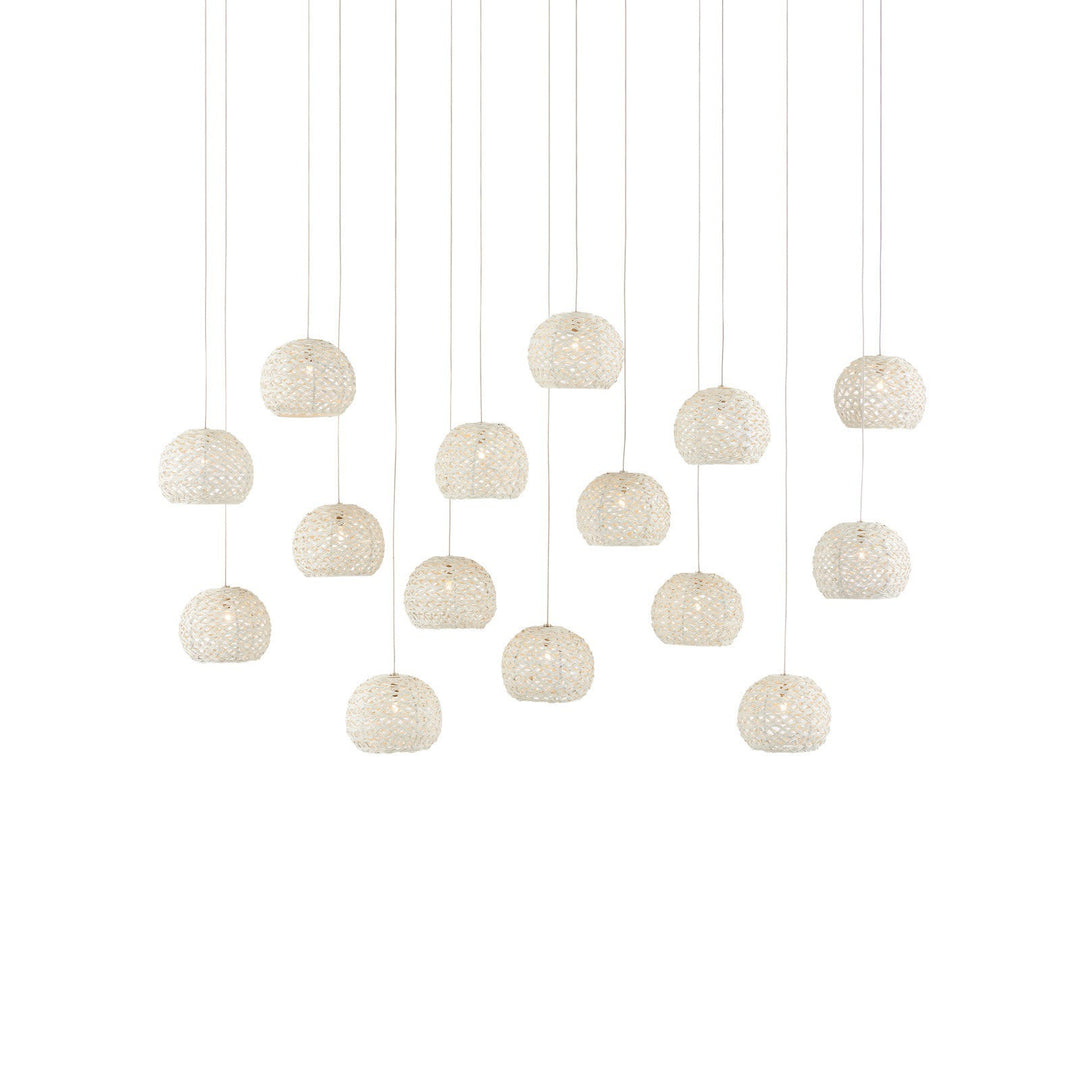 Piero White 15-Light Linear Multi-Drop Pendant