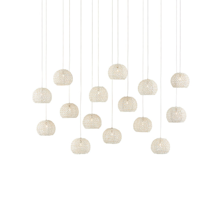 Piero White 15-Light Linear Multi-Drop Pendant