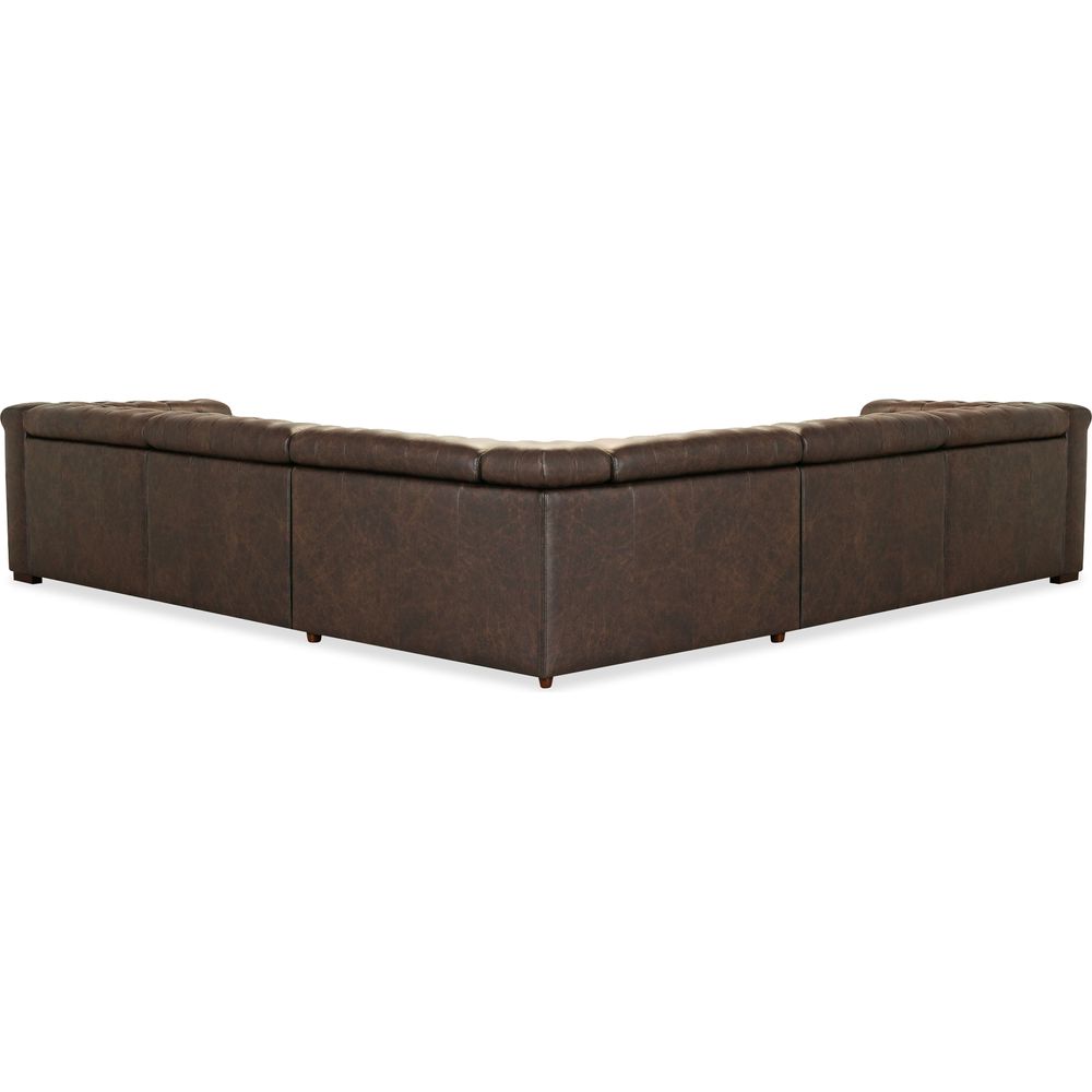 Sectionals: Recliners Savion Deux 5 Seat Sectional with Three Power Recliners and Six Power Headrests - Brown