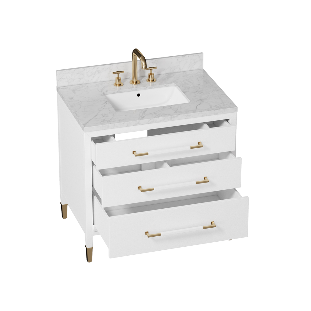 Verona 36" White Vanity with Rectangular Undermount Sink