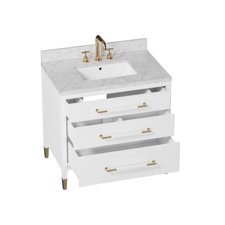 Verona 36" White Vanity with Rectangular Undermount Sink