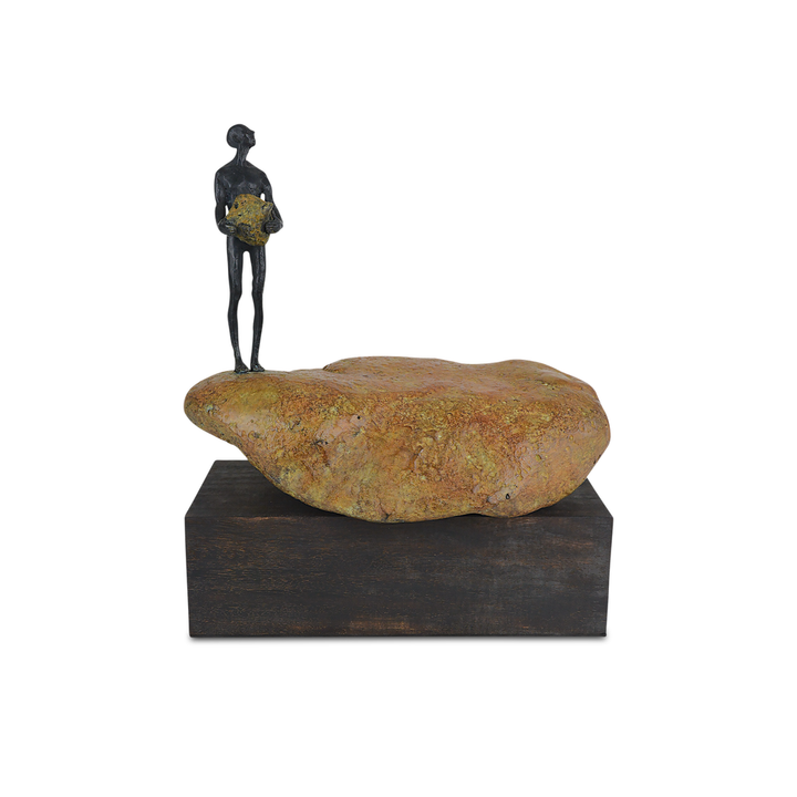 Decorative Objects Man on Rock Small Bronze