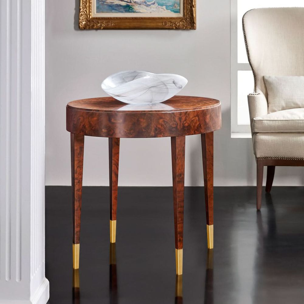 Side Tables Salena Round End Table - Walnut Burl