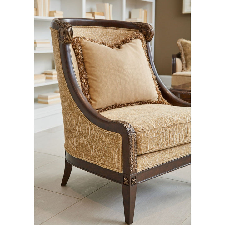 Giovanna Azure Carved Wood Accent Chair - Brown, Beige