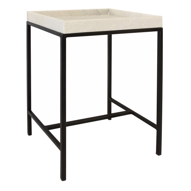 Vera Side Table-Dovetail-DOVE-BB046-Side TablesGunmetal Finish with White Marble-1-France and Son