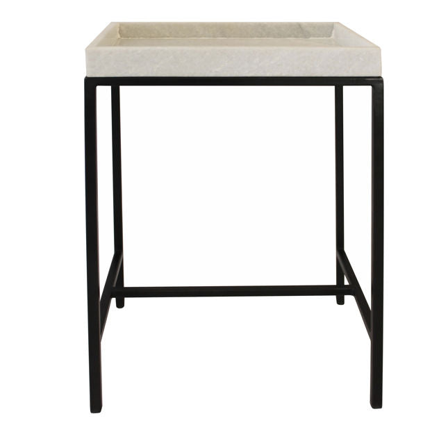 Vera Side Table-Dovetail-DOVE-BB046-Side TablesGunmetal Finish with White Marble-2-France and Son