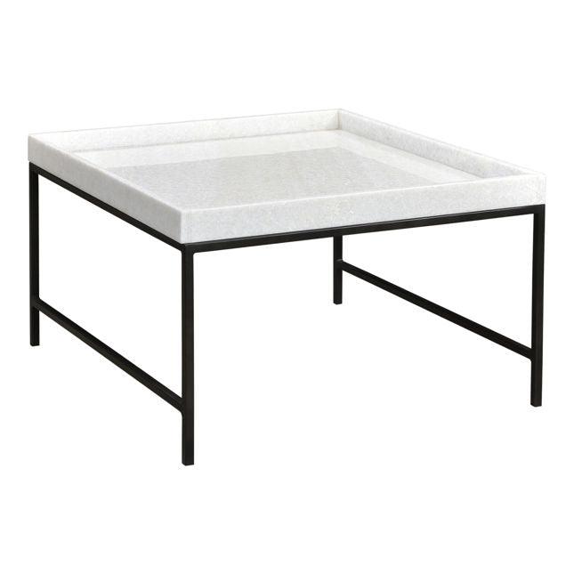 Madyson Coffee Table-Dovetail-DOVE-BB141-Coffee TablesWhite Marble Top and Gunmetal Iron Finish-1-France and Son