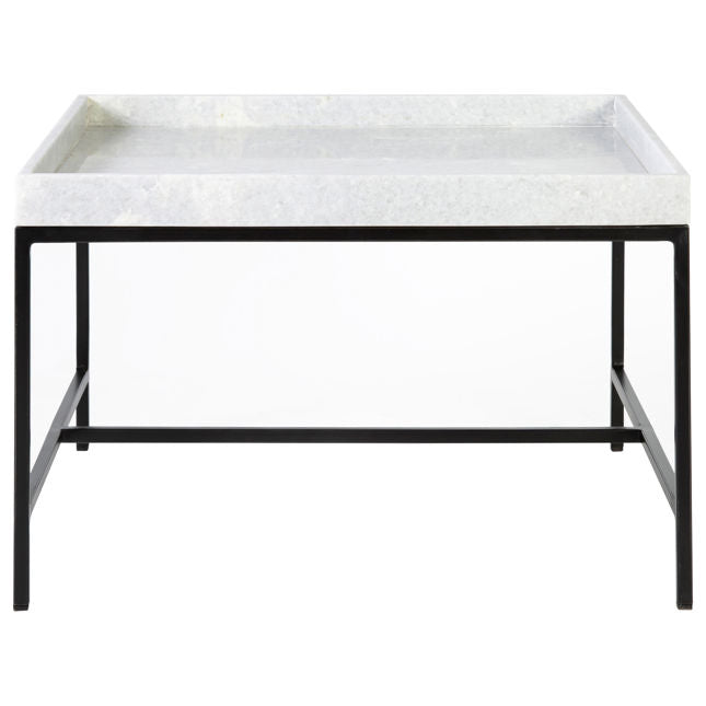 Madyson Coffee Table-Dovetail-DOVE-BB141-Coffee TablesWhite Marble Top and Gunmetal Iron Finish-2-France and Son