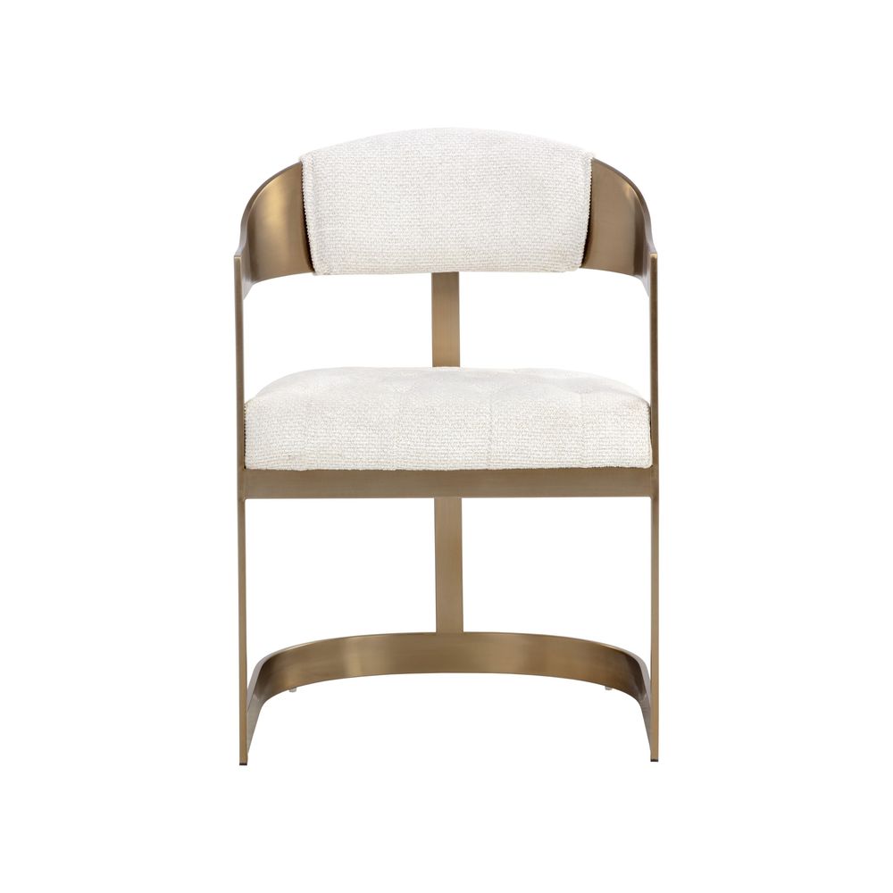 Dining Chairs Beaumont Dining Armchair - Antique Brass - Rhea Light Barley