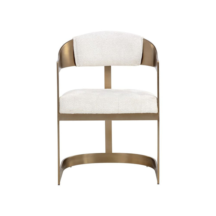Dining Chairs Beaumont Dining Armchair - Antique Brass - Rhea Light Barley