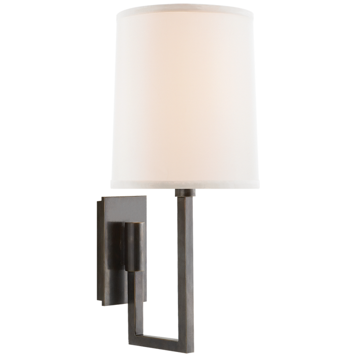 Asbrow Library Sconce-Visual Comfort-VISUAL-BBL 2027BZ-L-Wall LightingBronze / Ivory Linen Shade-1-France and Son