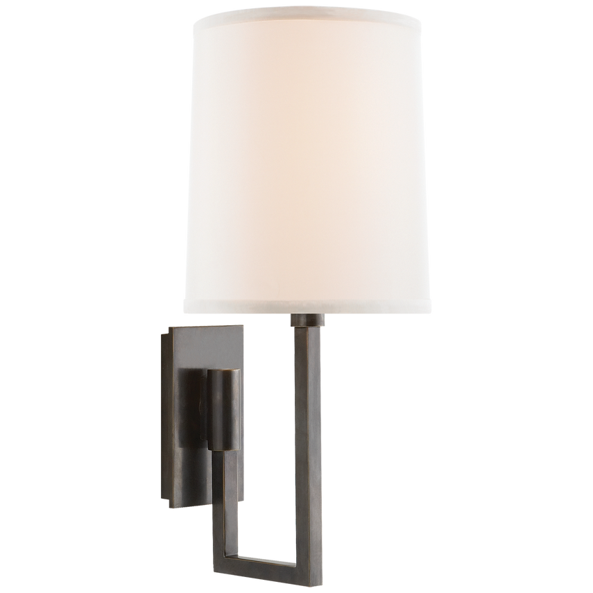 Asbrow Library Sconce-Visual Comfort-VISUAL-BBL 2027BZ-L-Wall LightingBronze / Ivory Linen Shade-1-France and Son