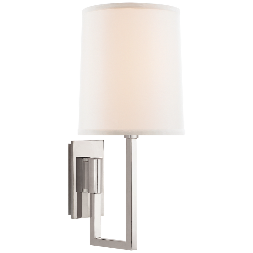 Asbrow Library Sconce-Visual Comfort-VISUAL-BBL 2027PN-L-Wall LightingPolished Nickel /Ivory Linen Shade-2-France and Son