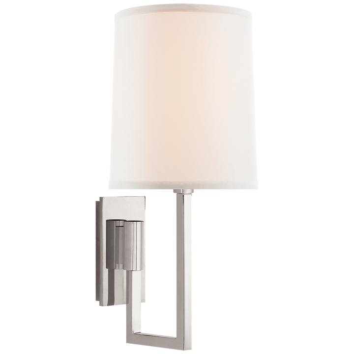 Asbrow Library Sconce-Visual Comfort-VISUAL-BBL 2027PN-L-Wall LightingPolished Nickel /Ivory Linen Shade-2-France and Son